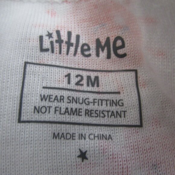 Little Me 2 Pc Pajama Shirt Pants Outfit Girls 12M White Short Sleeve Sun Clouds - Picture 3 of 5